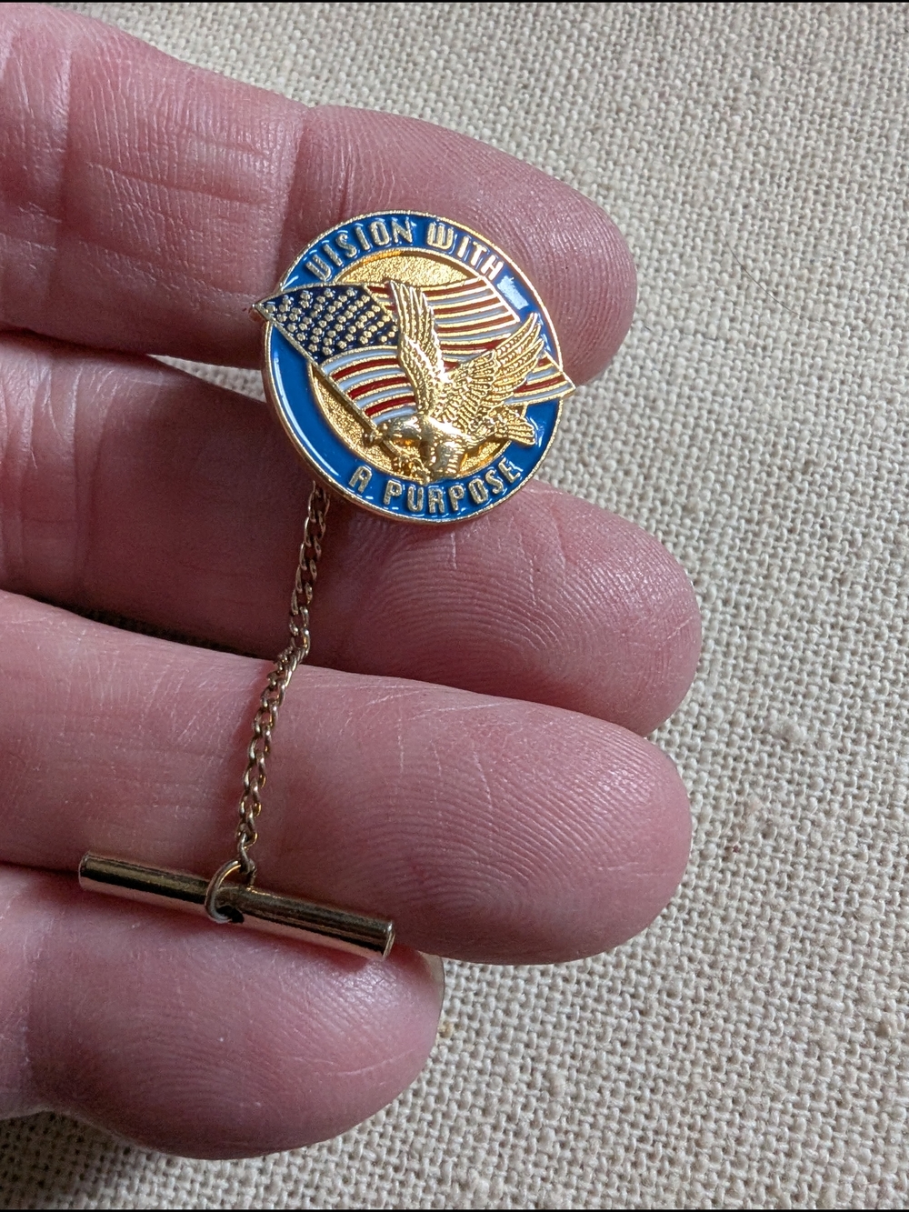 Patriotic Eagle Tie Tack Pin in Blue and Gold